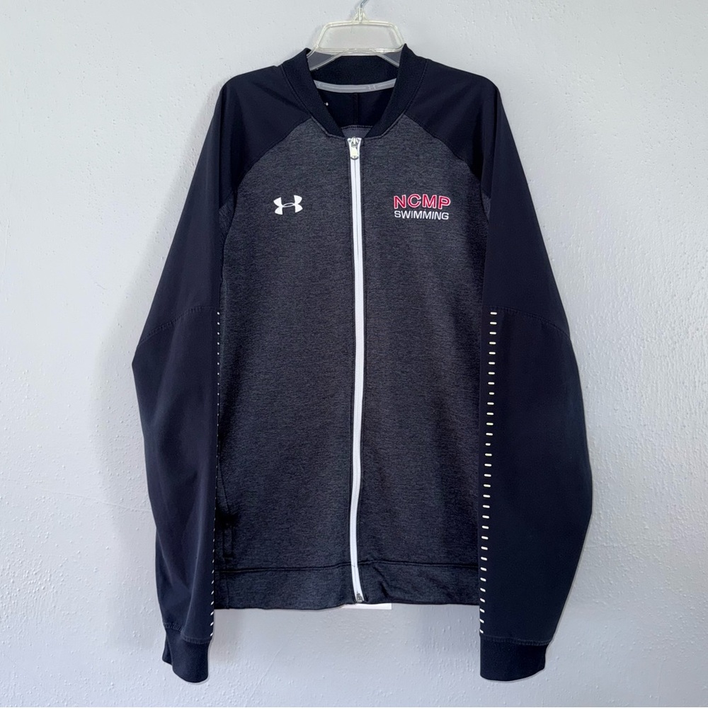 Under Armour NCMP Swimming Full Zip Black Gray Jacket Women's Size L Coldgear
